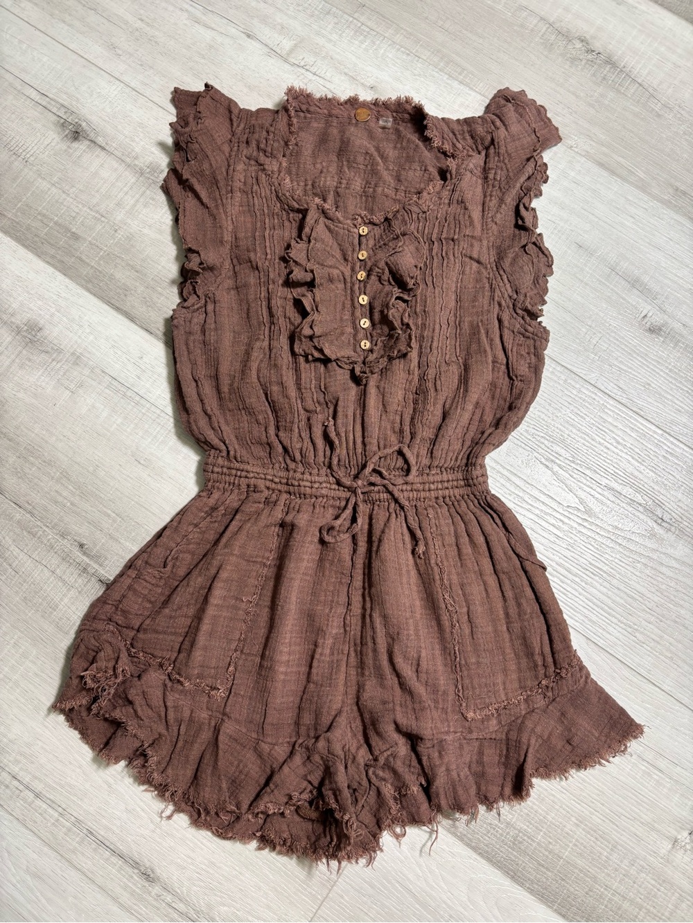 Free People FP One Brown Ruffle Romper Boho XS